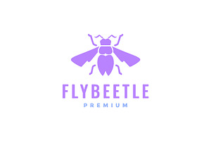 Flying Beetle Insect Wings Logo