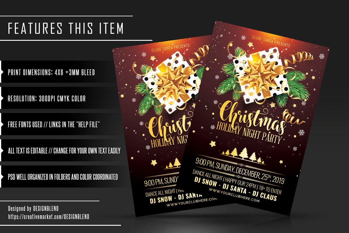 Christmas Holiday Night Party Flyer, a Flyer Template by designblends@gmail.com (Photo 2 of 3)