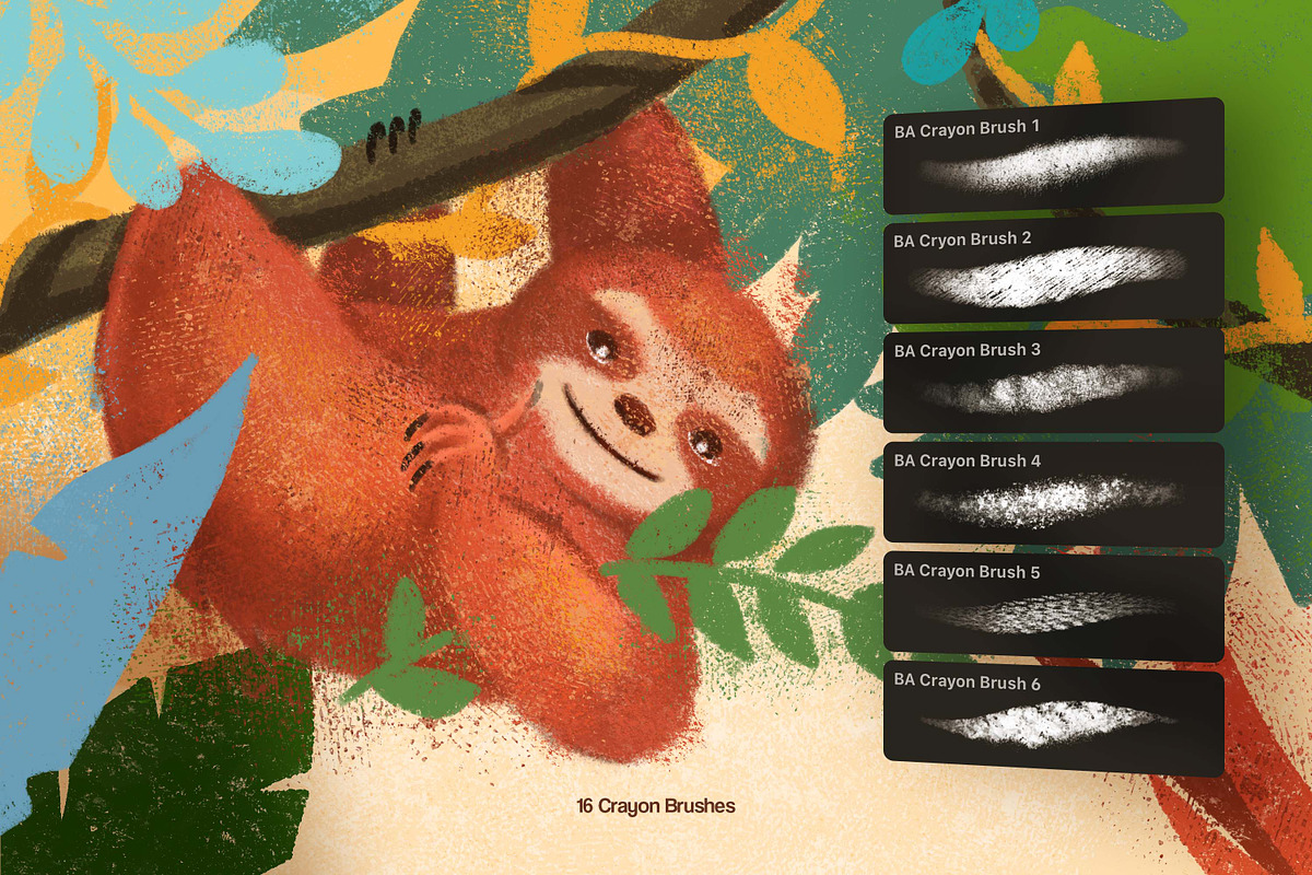 Joyful Crayon Photoshop Brushes, a Brush Add-On by brushapes.com (Photo 3 of 10)
