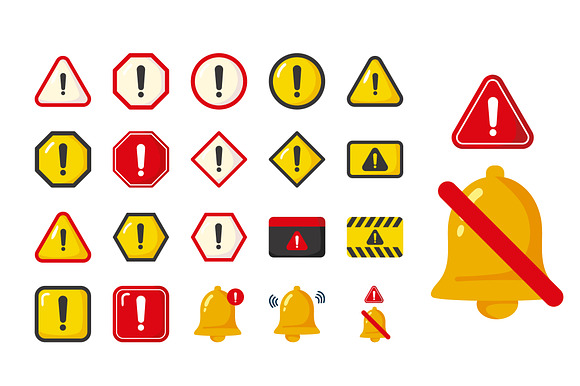 Warning and Alert Icons Vector Set preview 2
