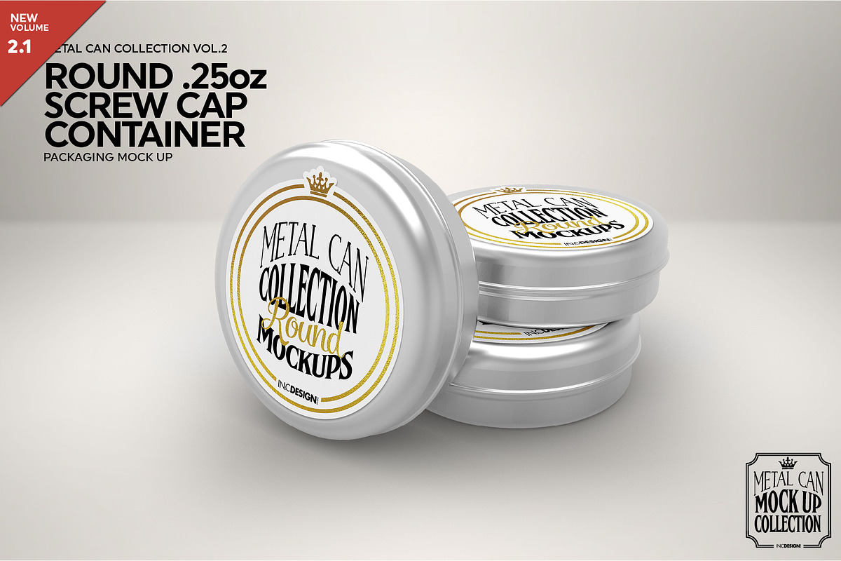 Round Screw Cap Tin Container Mockup, a Cups & Container Mockup by INCDesign (Photo 1 of 5)