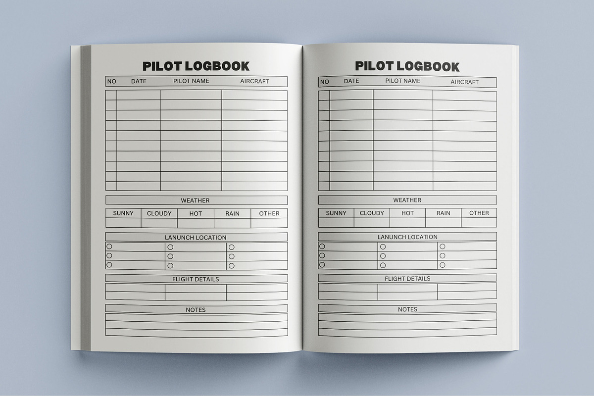 Pilot Logbook, a Print Template by Book2bees