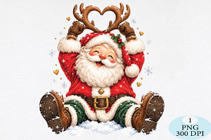 Santa Reindeer Antler Heart PNG