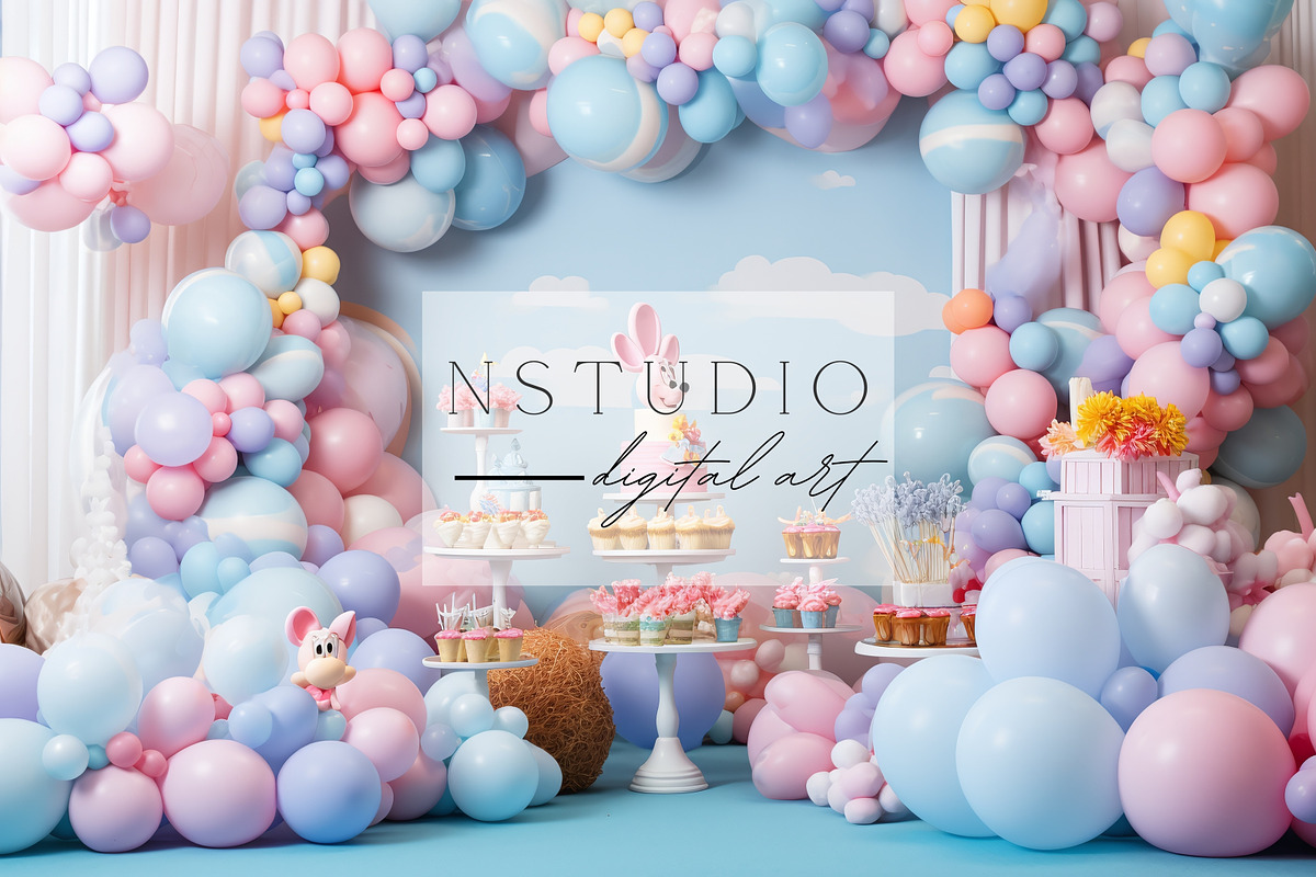 11 Pink and Blue Birthday Backdrops, a Layer Style Add-On by NSTUDIO (Photo 3 of 9)