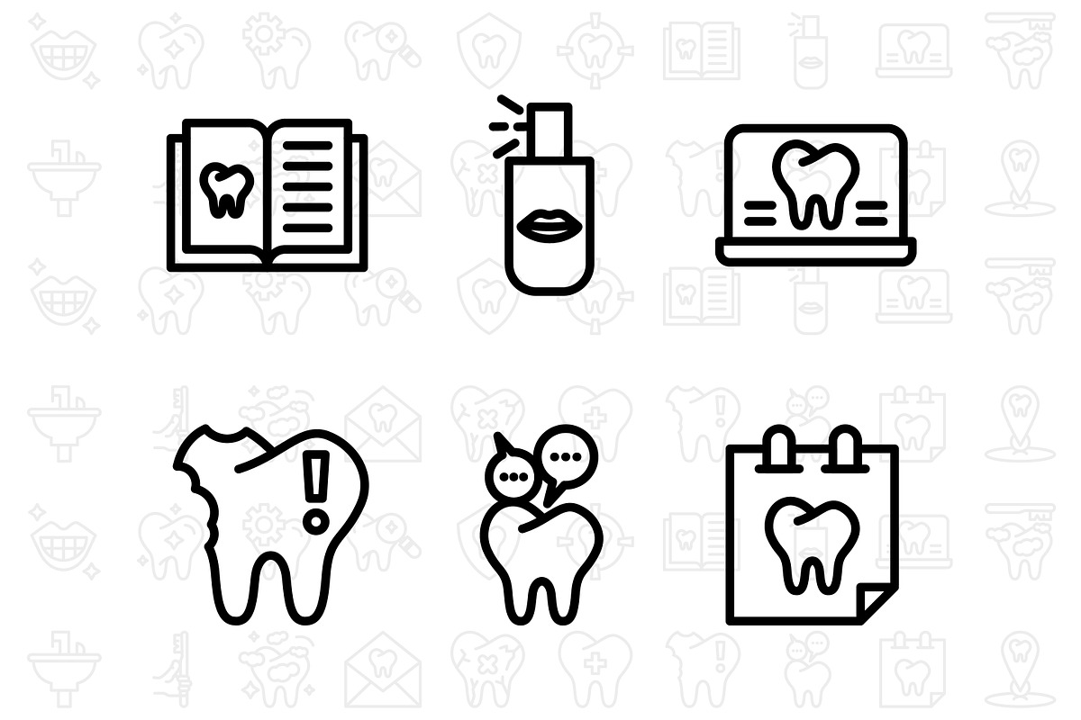 20 Dental Care symbol, an Outline Icon by khalwa.studio (Photo 3 of 3)