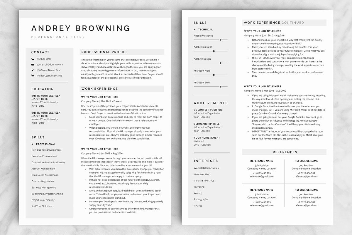 Resume/CV - The Andrey, a Resume Template by CreativeLandStudio (Photo 4 of 8)