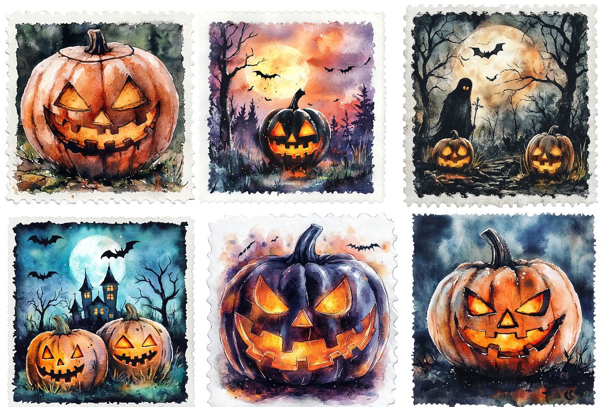 Halloween Postage Stamp Sublimation, an Illustration by SinaCreation (Photo 3 of 5)