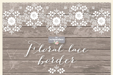 Floral lace border clipart/wood