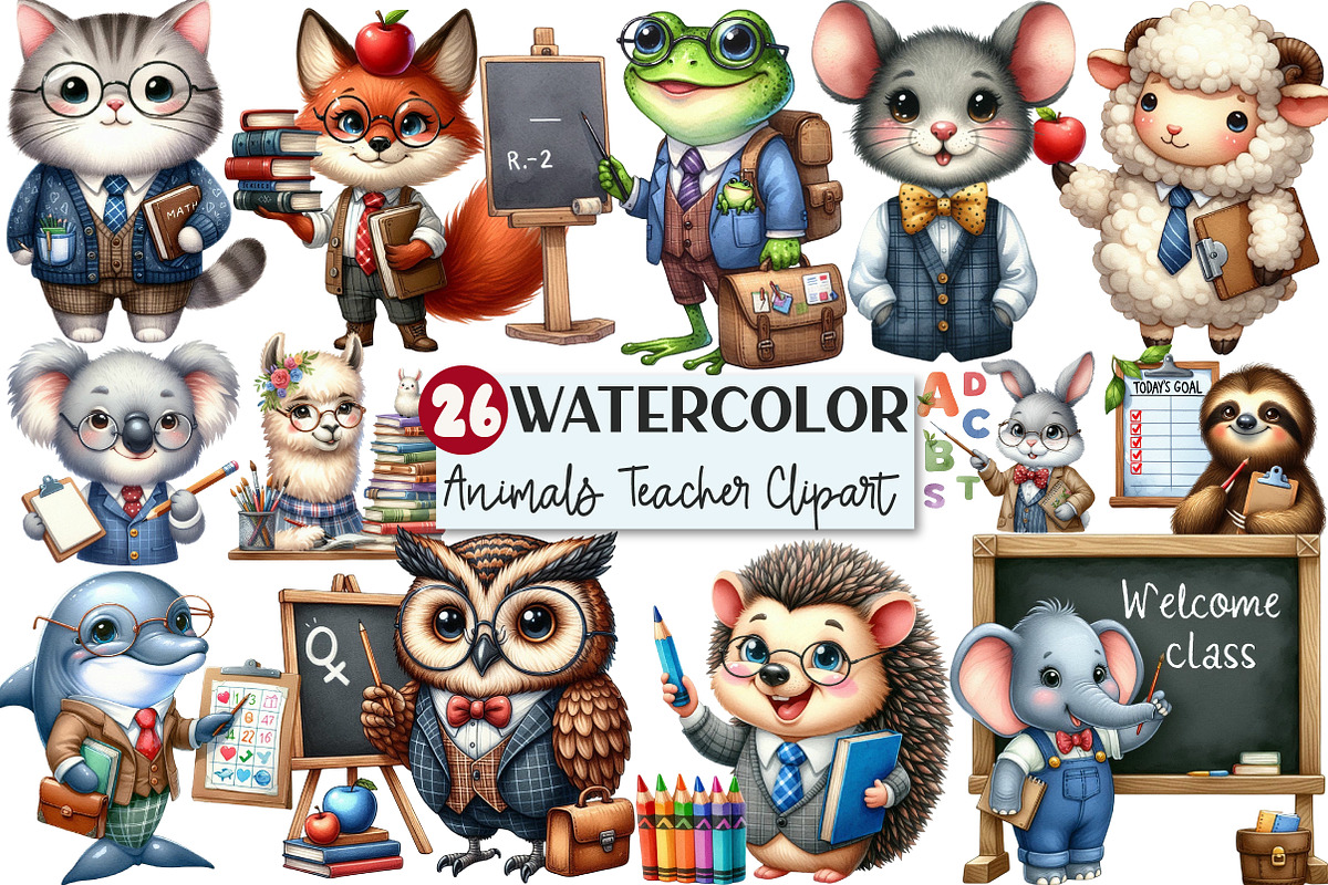Back to School Animals Teacher Clipa, an Illustration by Rose Art (Photo 1 of 7)