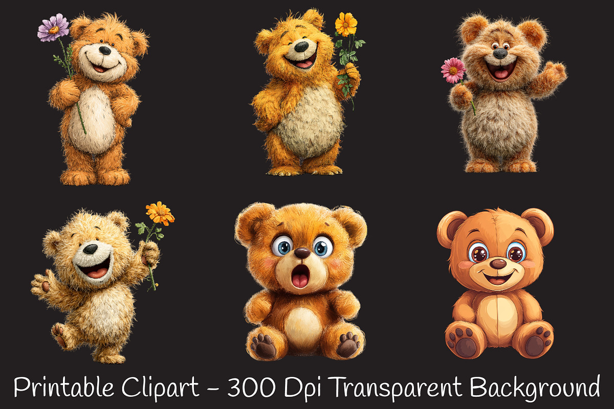 Cute Teddy Bear Emotions Clipart Bun, an Illustration by RobertsArt (Photo 2 of 7)