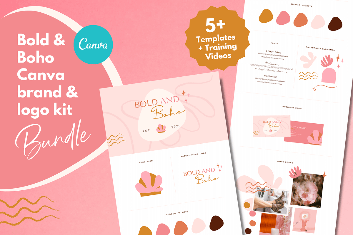 Boho logo design, Canva Branding Kit, a Branding & Logo Template by Kurly Creative (Photo 1 of 12)