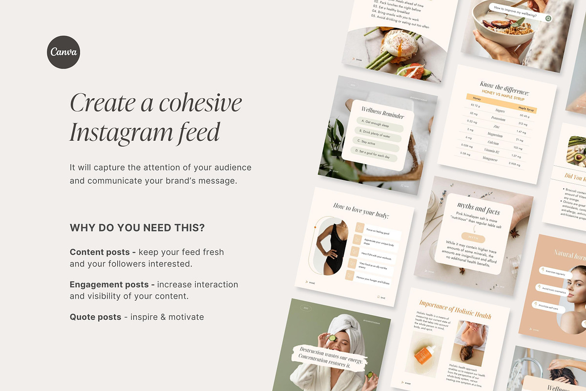 Wellness Coach Instagram Templates, a Social Media Template by ...