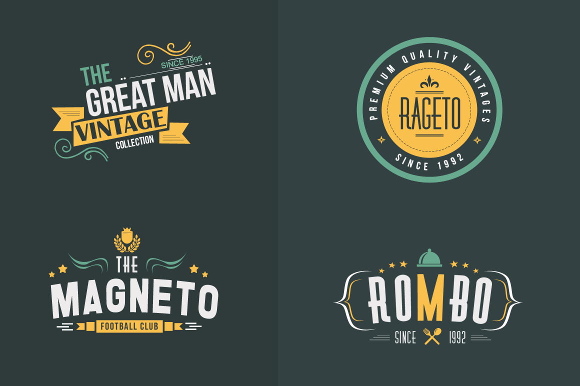 4 Vintage Badges And Logos, a Templates & Theme by Nody4Design