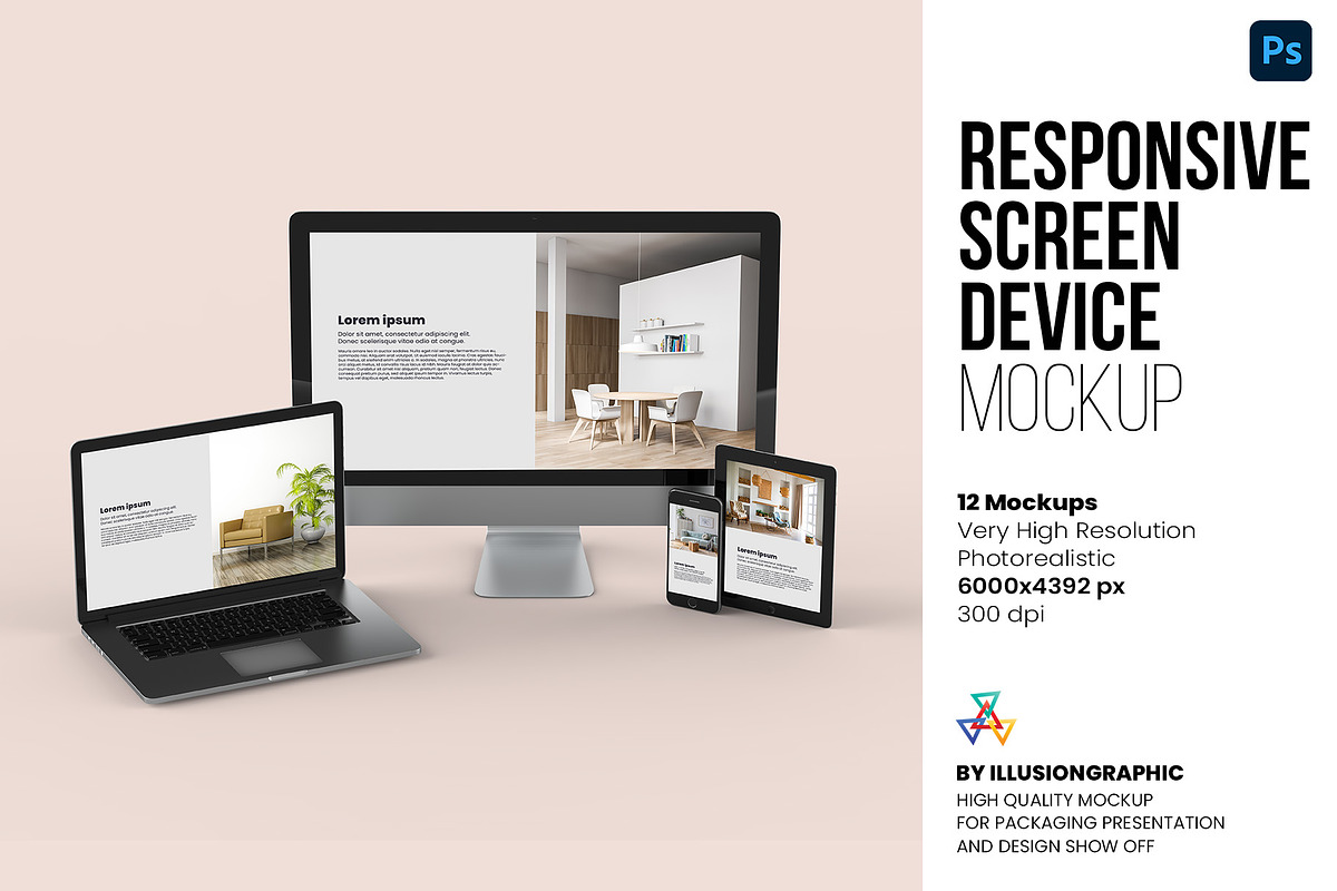 Responsive Screen Device Mockups, a Mac Mockup by Illusiongraphic (Photo 1 of 15)