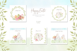 Happy Easter. Watercolor Clipart.