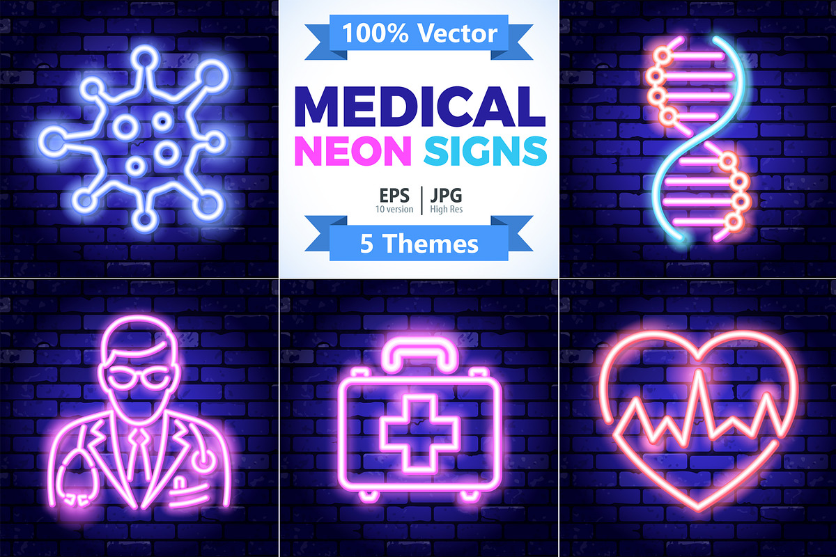 Medical Neon Signboards, a Decorative Illustration by TAlex (Photo 1 of 6)