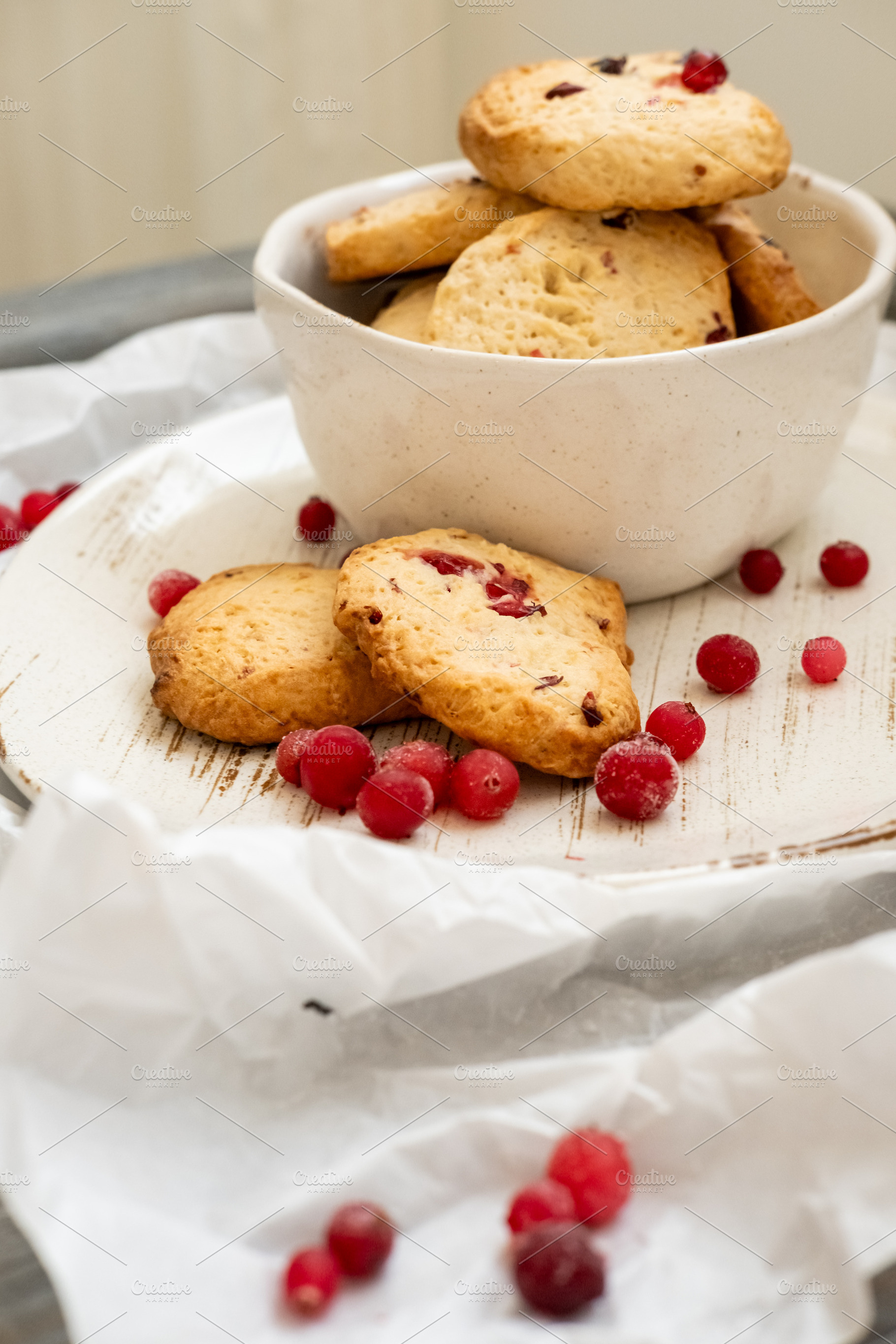 Berry pastry baked treats biscotti dried plate, a Food & Drink Photo by Photo Drive Studio