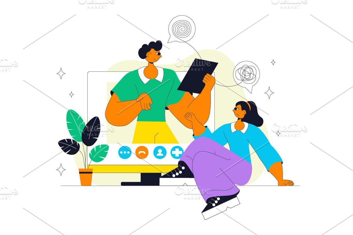 10 Online Mental Health Support, a Healthcare Illustration by denayunebgt (Photo 4 of 4)