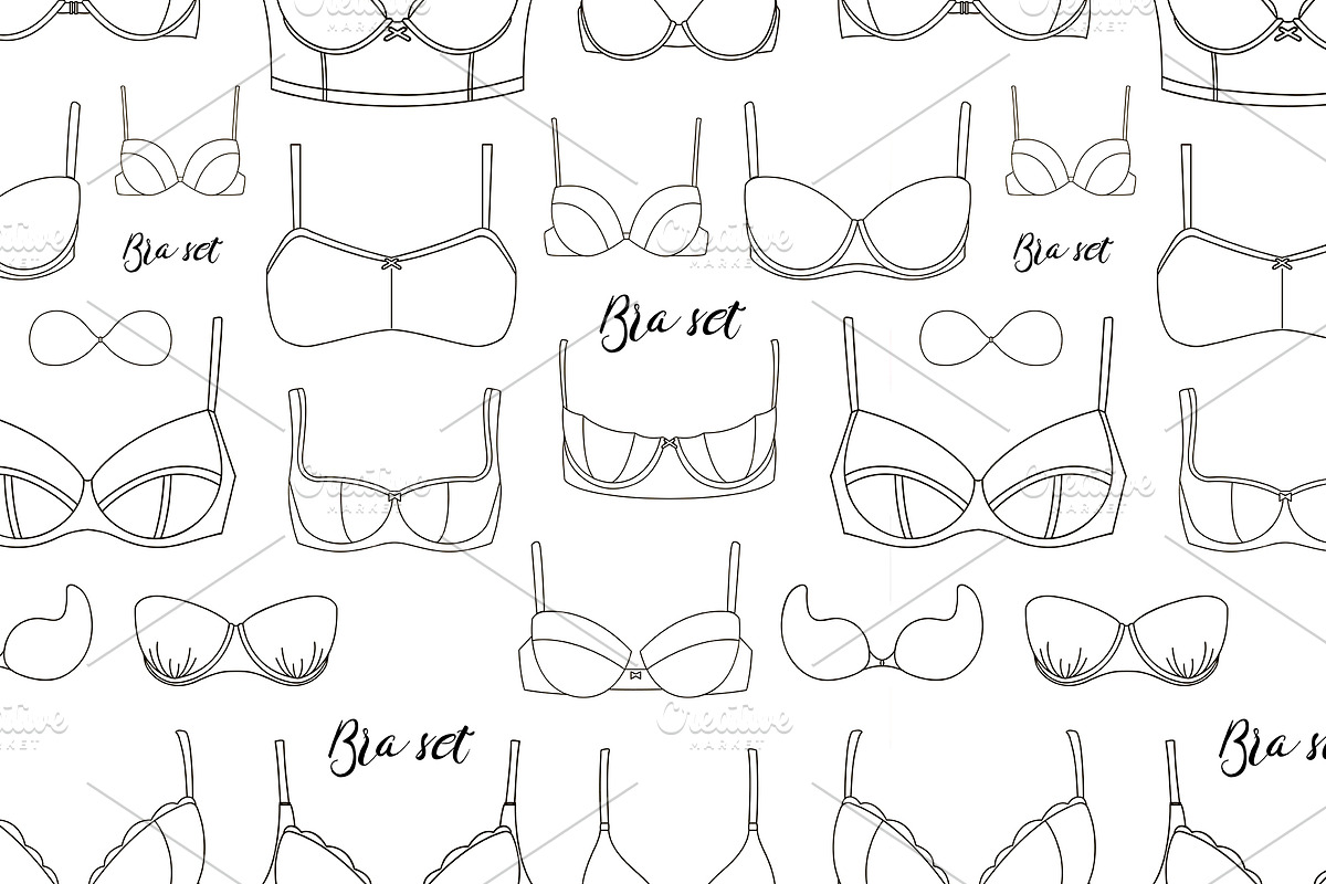 Bra icons set pattern, a Pattern Graphic by Netkoff