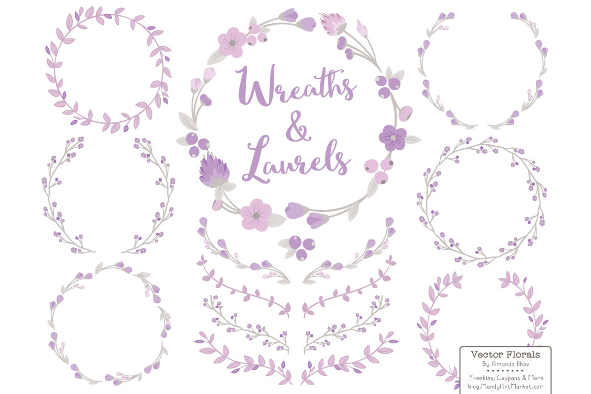 Lavender Vector Flower Wreaths, an Illustration by Amanda Ilkov (Photo 1 of 3)