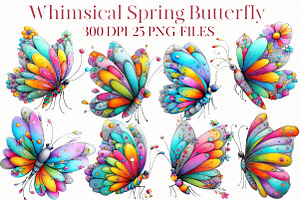 Whimsical Spring Butterfly Clipart, an Illustration by Designworld