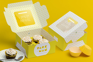 Four Cupcake Box Mockup 01