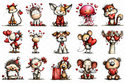 Whimsical Valentine Animals Clipart, an Illustration by cherrydesign (Thumbnail 3 of 4)