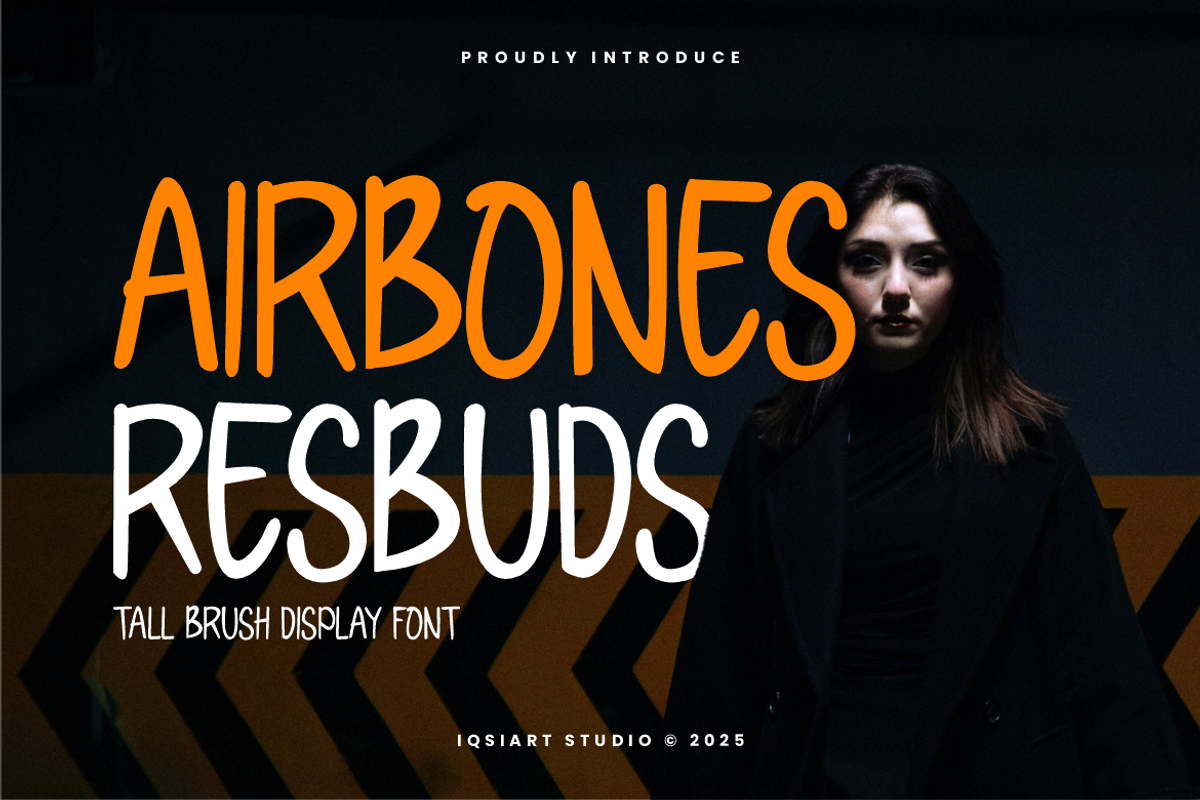 Airbones Resbuds - Tall Font, a Sans Serif Font by Iqsiart Studio (Photo 1 of 6)