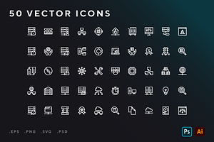 50 Web hosting icons, an Icon by Wencory
