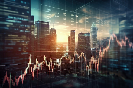 Double exposure of business chart an, a Photo by Iftikhar Alam