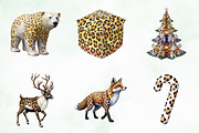 Leopard Print Christmas Clipart PNG, an Illustration by Creative Art (Thumbnail 9 of 9)