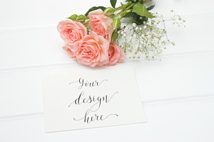 Mockup. Card. Roses. Love.