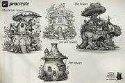 Procreate; fairy houses, a Brush Add-On by Studio.Valhalla (Thumbnail 3 of 6)