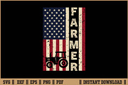 Farmer Tractors American Flag SVG, a Work Illustration by Handy Arts Studio (Thumbnail 1 of 3)