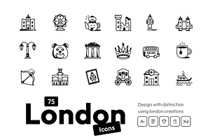 75 London Icons, an Outline Icon by Prosymbols