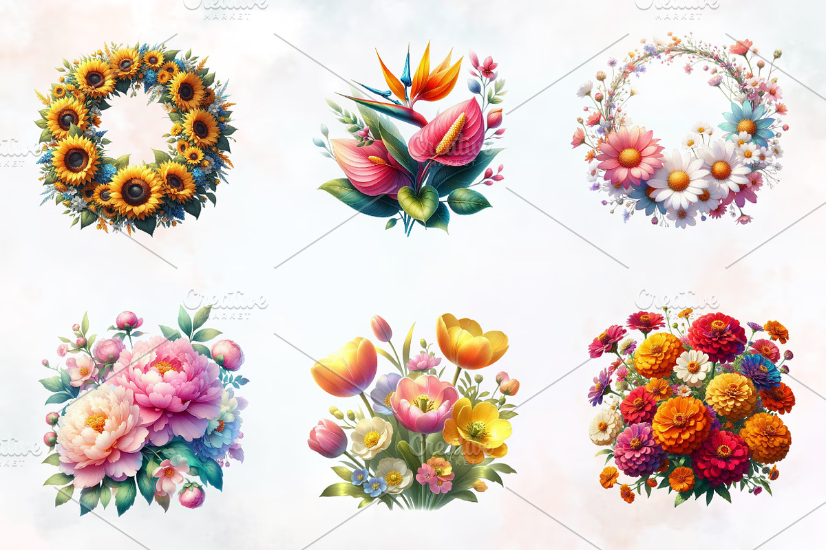 Floral Summer Sublimation Clipart, an Illustration by RobertsArt (Photo 4 of 8)