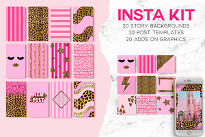80 Template Pink Cheetah Instagram