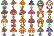 Groovy Mushrooms Clipart, an Object Illustration by Forhadx5 (Thumbnail 5 of 11)
