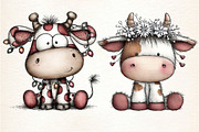 Whimsical Christmas Cow Clipart, an Illustration by Dream Creation (Thumbnail 7 of 8)