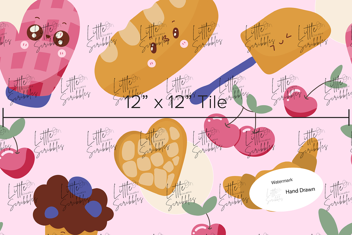 Sweet Cherry Bakery Kawaii Pattern, a Pattern Graphic by Little Creative Scribbles (Photo 3 of 6)