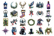 Mystical Gothic Christmas Clipart, an Illustration by Daily.Designs (Thumbnail 2 of 4)