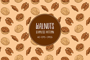Walnuts seamless pattern,, an Illustration by Cmeree (Thumbnail 1 of 3)