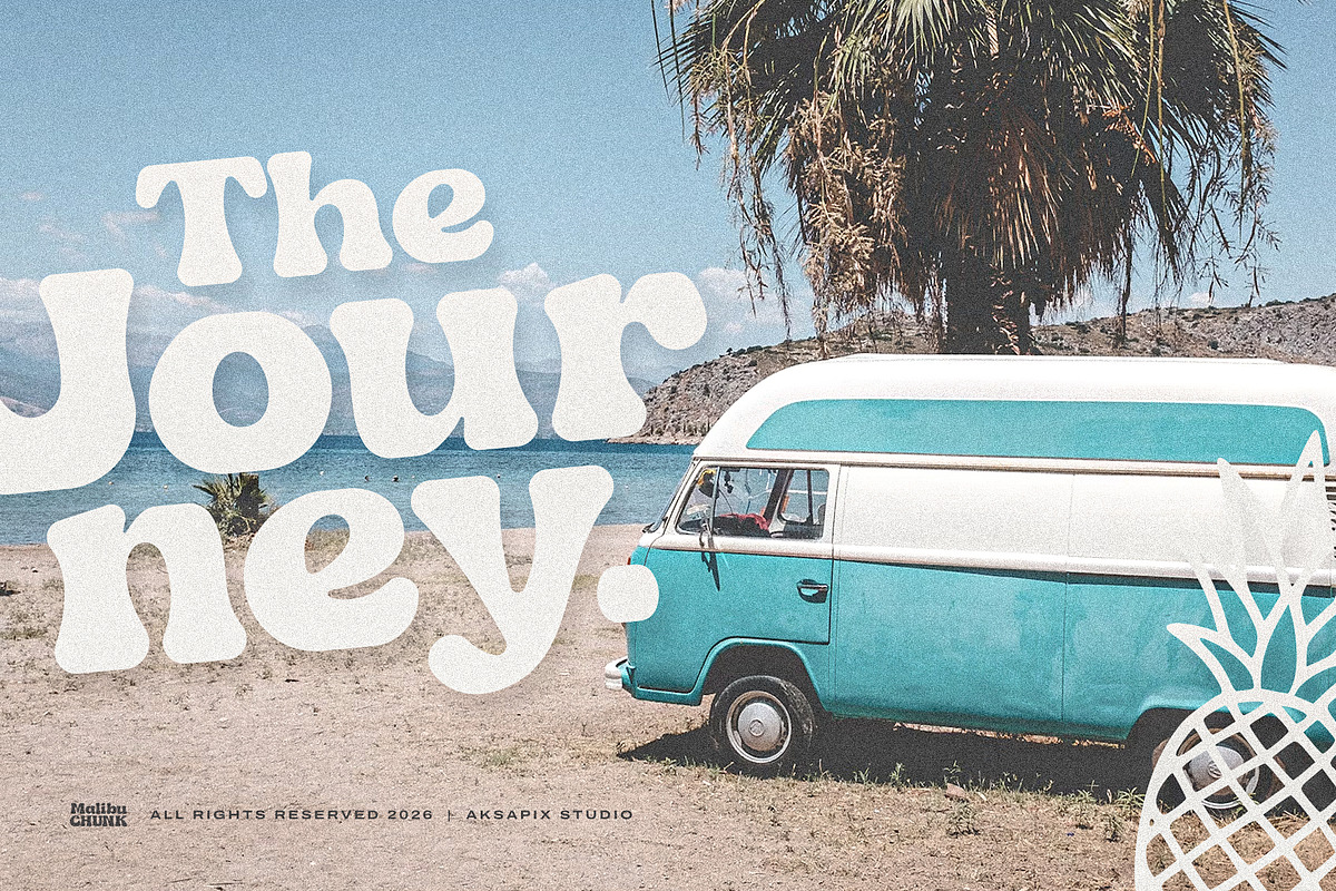Malibu Chunk - Retro Groovy Font, a Sans Serif Font by Aksapix Studio (Photo 7 of 8)