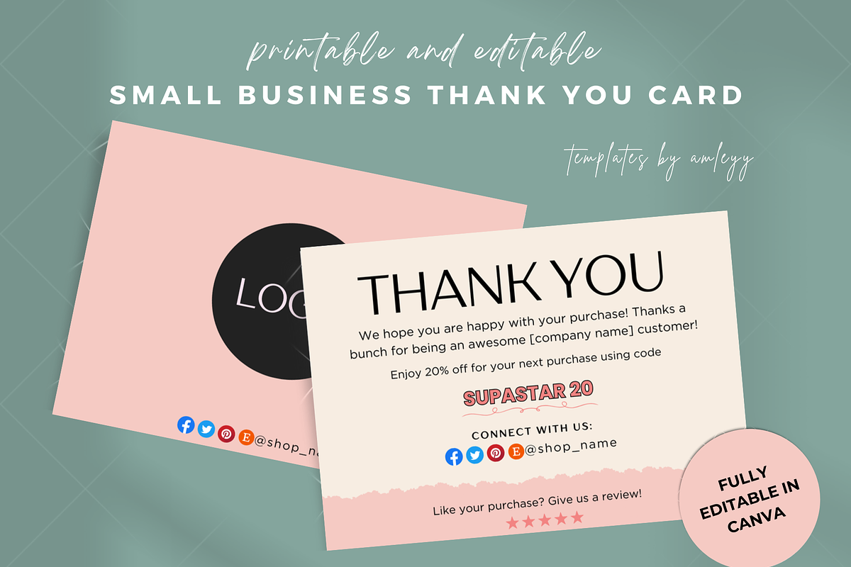Thank you card for small business, a Card Template by Elegant_Studio44 (Photo 1 of 10)