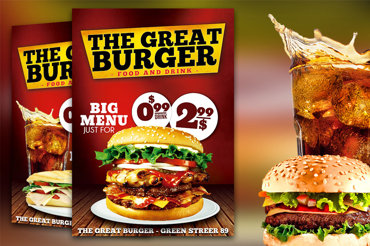 Burger Fast Food Flyer Restaurant, a Flyer Template by Graphicfy Templates (Photo 1 of 5)