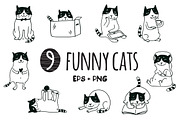 9 funny cats, an Animal Illustration by Anna Guz's Store (Thumbnail 1 of 3)