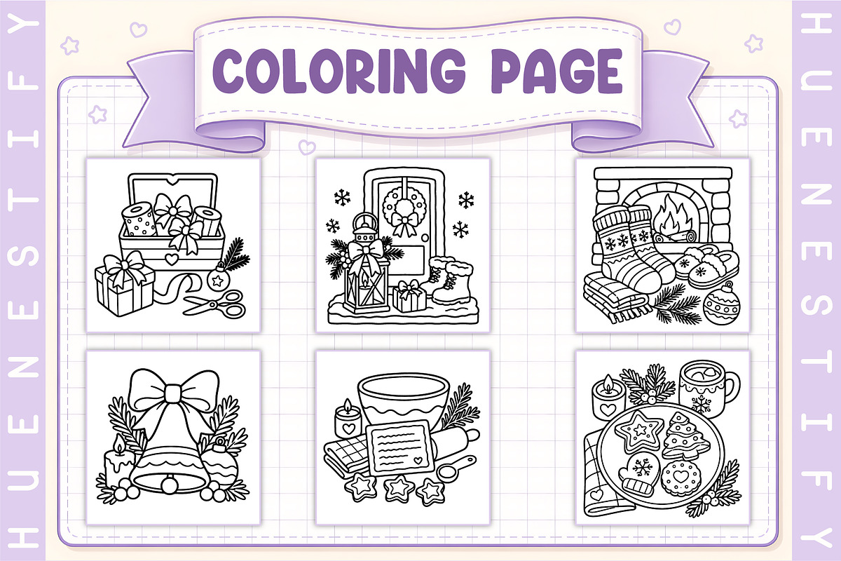 Christmas Little Thing Coloring Book, a Seasonal Illustration by HueNestify (Photo 2 of 4)