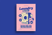 Pink Retro Laundry Service Flyer, a Flyer Template by megarez (Thumbnail 1 of 3)