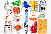 Watercolor Basketball Clipart, Sport, a Sport Illustration by Paulaparaula (Thumbnail 2 of 3)