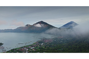 Aerial view of Batur caldera and